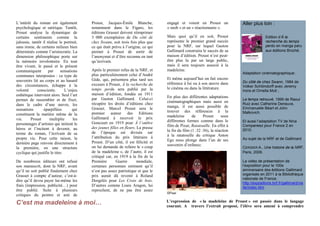 L’intérêt du roman est également
psychologique et satirique. Tantôt,
Proust analyse la dynamique de
certains sentiments comme la
jalousie, tantôt il réalise le portrait,
sans ironie, de certains milieux bien
déterminés comme l’aristocratie. La
dimension philosophique porte sur
la mémoire involontaire. En tout
être vivant, le passé et le présent
communiquent par sensations
communes interposées : ce type de
souvenirs lié au corps et au hasard
des circonstances, échappe à la
volonté consciente. L’enjeu
esthétique intervient alors. Seul l’art
permet de rassembler et de fixer,
dans le cadre d’une œuvre, les
sensations éparpillées qui
constituent la matière même de la
vie. Proust multiplie les
personnages d’artistes qui initient le
héros et l’incitent à devenir, au
terme du roman, l’écrivain de sa
propre vie. Pour cette raison, la
dernière page renvoie directement à
la première, en une structure
cyclique qui justifie le titre.
De nombreux éditeurs ont refusé
son manuscrit, dont la NRF, avant
qu’il ne soit publié finalement chez
Grasset à compte d’auteur, c’est-à-
dire qu’il devra payer lui-même les
frais (impression, publicité…) pour
être publié. Suite à plusieurs
critiques du peintre et ami de
Proust, Jacques-Émile Blanche,
notamment dans le Figaro, les
éditions Grasset doivent réimprimer
3 000 exemplaires de Du côté de
chez Swann, soit trois fois plus que
ce qui était prévu à l’origine, ce qui
permet à Proust de sortir de
l’anonymat et d’être reconnu en tant
qu’écrivain.
Après le premier refus de la NRF, et
plus particulièrement celui d’André
Gide, qui, présentera plus tard ses
excuses à Proust, À la recherche du
temps perdu sera publié par la
maison d’édition, fondée en 1911
par Gaston Gallimard. Celui-ci
récupère les droits d’éditions chez
Grasset. Marcel Proust sera le
premier auteur des Editions
Gallimard à recevoir le prix
Goncourt en 1919 pour À l’ombre
des jeunes filles en fleurs. La presse
de l’époque est divisée sur
l’attribution du prix littéraire à
Proust. D’un côté, il est félicité et
on lui demande de refaire le « coup
de la madeleine », de l’autre, il est
critiqué car, en 1919 à la fin de la
Première Guerre mondiale,
certaines personnes estiment qu’il
n’est pas assez patriotique et que le
prix aurait dû revenir à Roland
Dorgelès pour Les Croix de bois.
D’autres comme Louis Aragon, lui
reprochent, de ne pas être assez
engagé et voient en Proust un
« snob » et un « réactionnaire ».
Mais quoi qu’il en soit, Proust
représente le premier grand succès
pour la NRF, sur lequel Gaston
Gallimard construira le succès de sa
maison d’édition. Proust n’est peut-
être plus lu par un large public,
mais il sera toujours associé à la
madeleine.
Et même aujourd’hui on fait encore
référence à lui ou à son œuvre dans
le cinéma ou dans la littérature.
En plus des différentes adaptations
cinématographiques mais aussi en
manga, il est aussi possible de
trouver des références à la
madeleine de Proust sous
différentes formes comme dans le
film de Pixar, Ratatouille. En effet à
la fin du film (1 :32 :36), la réaction
à la ratatouille du critique Anton
Ego nous plonge dans l’un de ses
souvenirs d’enfance.
©Pixar
Aller plus loin :
Edition d’À la
recherche du temps
perdu en manga paru
aux éditions Broché.
Adaptation cinématographique:
Du côté de chez Swann, 1984 de
Volker Schlöndorff avec Jeremy
Irons et Ornella Muti ;
Le temps retrouvé, 1999 de Raoul
Ruiz avec Catherine Deneuve,
Emmanuelle Béart et John
Malkovich.
Et aussi l’adaptation TV de Nina
Companeez pour France 2 en
2010.
Au sujet de la NRF et de Gallimard
CERISIER A., Une histoire de la NRF,
Paris, 2009.
La vidéo de présentation de
l’exposition pour le 100e
anniversaire des éditions Gallimard
organisée en 2011 à la Bibliothèque
nationale de France.
http://expositions.bnf.fr/gallimard/vis
ite/index.htm
C’est ma madeleine à moi… L’expression de « la madeleine de Proust » est passée dans le langage
courant. A travers l’extrait proposé, l’élève sera amené à comprendre
 