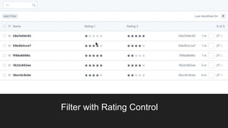 erpnext/stock/report/purchase_order_items_to_be_received/purchase_order_item
s_to_be_received.json
Filter with Rating Control
 