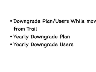 • Downgrade Plan/Users While movi
from Trail
• Yearly Downgrade Plan
• Yearly Downgrade Users
 