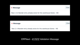 ERPNext - #17072 Validation Message
 