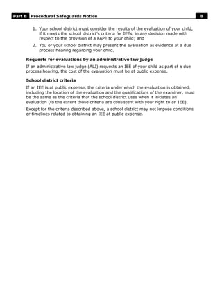Procedural Safeguards Notice Part B, March 2008 | PDF