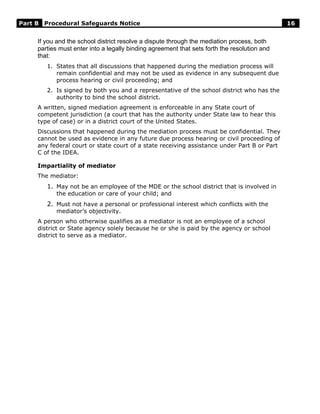 Procedural Safeguards Notice Part B, March 2008 | PDF