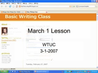 March 1 Lesson WTUC 3-1-2007 