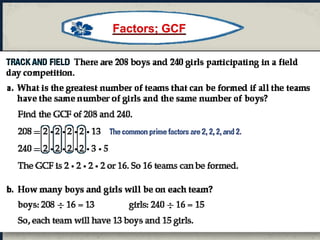 Factors; GCF
 