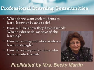 Department Leadership Teams, Building Leadership TeamsProviding input into the strategic planThe Strategic PlanFacilitated by Dr. Jay Marino