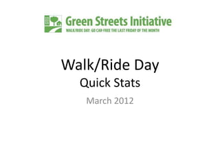 Walk/Ride Day
  Quick Stats
   March 2012
 