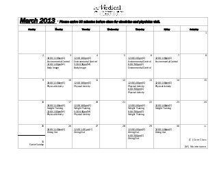 Dr. Darm Weight Loss Calendar - March 2013