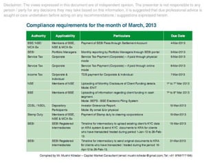Compliance Calendar - March 2013