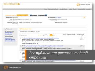 Все публикации ученого на одной
странице
 