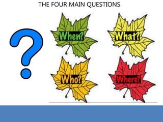 THE FOUR MAIN QUESTIONS
 