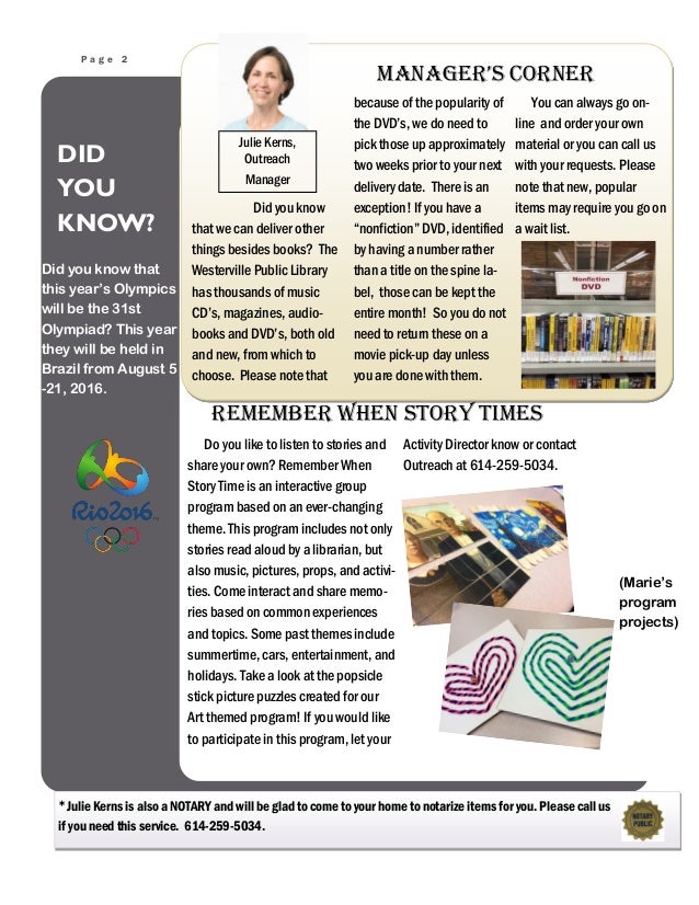 March 2016 Outreach Newsletter