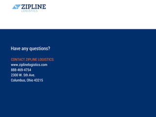CONTACT ZIPLINE LOGISTICS:
www.ziplinelogistics.com
888-469-4754
2300 W. 5th Ave.
Columbus, Ohio 43215
Have any questions? 
 