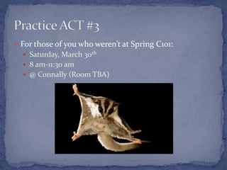  For those of you who weren’t at Spring C101:
   Saturday, March 30th
   8 am-11:30 am
   @ Connally (Room TBA)
 