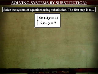 SOLVING SYSTEMS BY SUBSTITUTION:
 