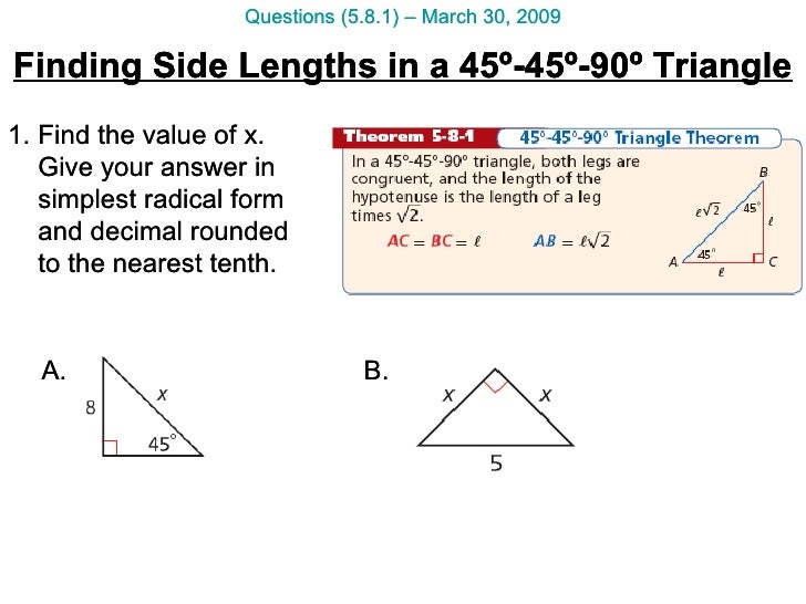 march30 april03 what is the value of x in simplest radical form