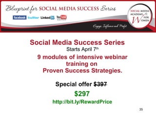 <ul><li>Social Media Success Series Starts April 7 th </li></ul><ul><li>9 modules of intensive webinar training on  Proven...