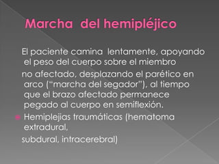 HemiplejiatraumaticaPuedeocasionarsepor un accidentecerebrovascular, o algunapatologiaespinal dorsal comoseriacomplicaciones de meninges.