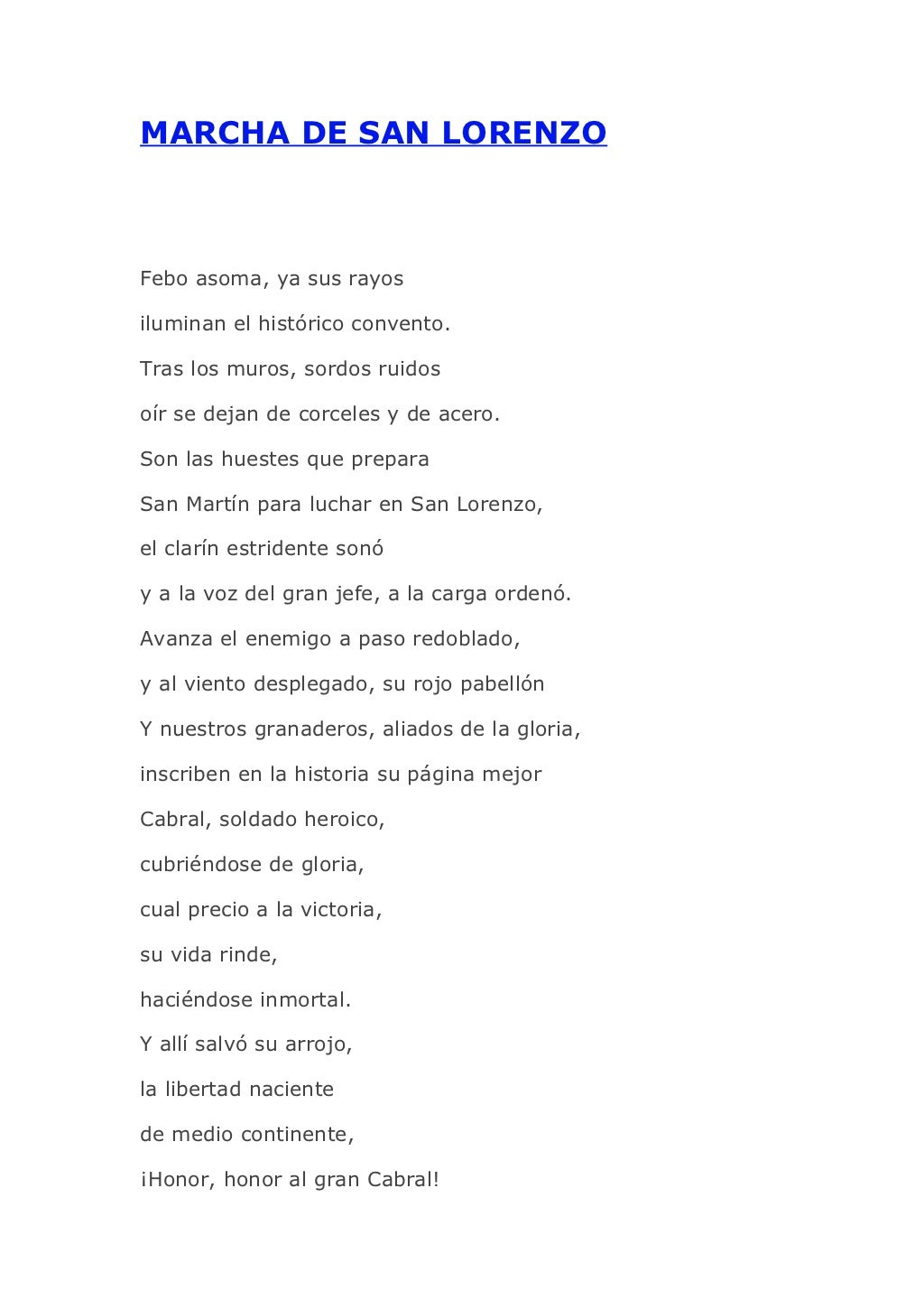 Marcha de san lorenzo minuscula