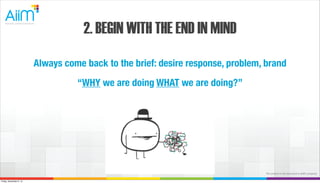 2. BEGIN WITH THE END IN MIND
Always come back to the brief: desire response, problem, brand
“WHY we are doing WHAT we are doing?”

The content in this document is AiiM's property.
Friday, November 8, 13

 