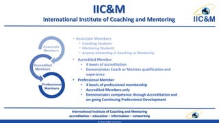 International Institute of Coaching and Mentoring
accreditation – education – information – networking
© 2016 IIC&M, prese...