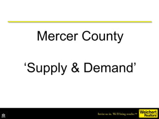 Mercer County

   ‘Supply & Demand’

Source: NAR, November 2008 Forecast
 