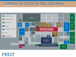 20
Federal / City Building
Parking (3150 spaces)
Tourist Attractions
Hospitals
Hotels & Convention Center
Other
FOP & PREIT Offices
FASHION OUTLETS OF PHILADELPHIAPhiladelphia, PA
 