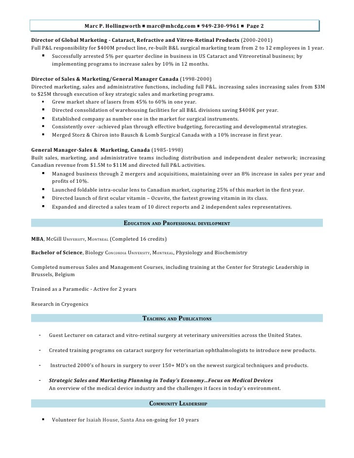 marc hollingworth director of sales and marketing resume m clinical trial manager resume