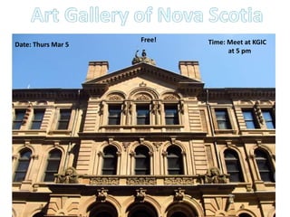 Date: Thurs Mar 5 Time: Meet at KGIC
at 5 pm
Free!
 