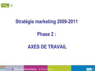 Stratégie marketing 2009-2011   Phase 2 :  AXES DE TRAVAIL 