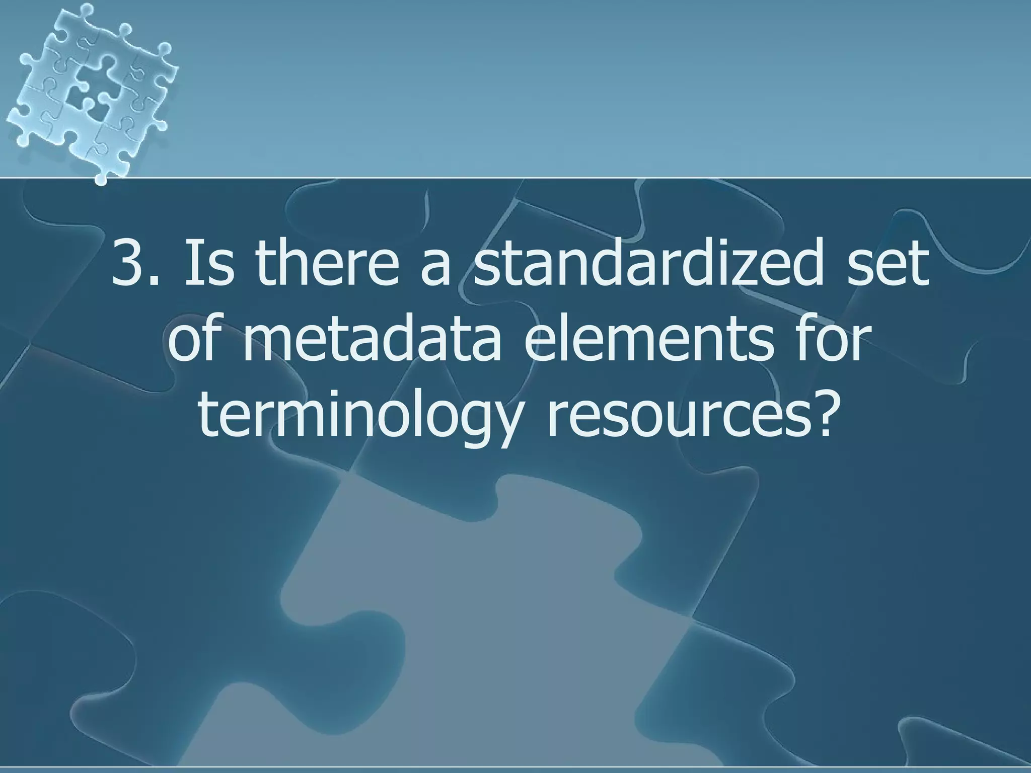 3. Is there a standardized set of metadata elements for terminology resources? 