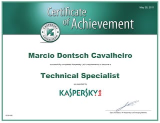 May 28, 2011




           Marcio Dontsch Cavalheiro

             Technical Specialist




KC001395
 