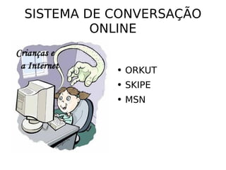 SISTEMA DE CONVERSAÇÃO ONLINE ORKUT SKIPE MSN 