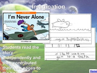 Imagination




Students read the
story
independently and
then contributed
their own pages to
                           Home
 