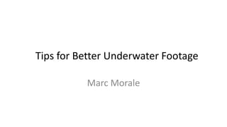 Tips for Better Underwater Footage
Marc Morale
 