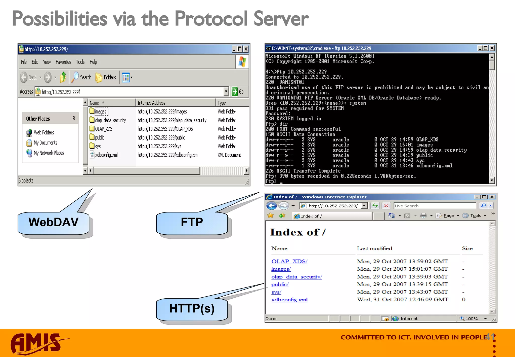 Possibilities via the Protocol Server WebDAV FTP HTTP(s) 