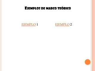Ejemplos de marco teórico 13EJEMPLO 1EJEMPLO 2 