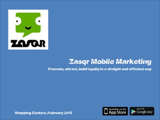 Zasqr Mobile Marketing
                  “Promote, attract, build loyalty in a straight and efficient way”




Shopping Centers, February 2013
 