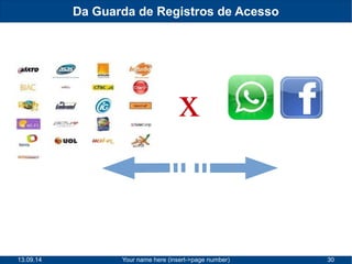 Da Guarda de Registros de Acesso 
x 
13.09.14 Your name here (insert->page number) 30 
 