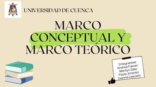 MARCO
CONCEPTUAL Y
MARCO TEÓRICO
Integrantes:
Andrea Faican
Merilyn Giler
Paula Jimenez
Ivanna Lascano
UNIVERSIDAD DE CUENCA
 