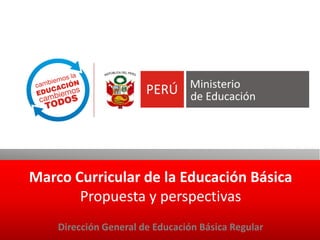 Marco Curricular de la Educación Básica
Propuesta y perspectivas
Dirección General de Educación Básica Regular
 