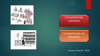 Competencias 
rutinarias 
Competencias no 
rutinarias 
Andreas Schleicher (PISA) 
 