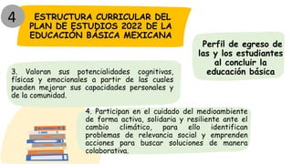 ESTRUCTURA CURRICULAR DEL
PLAN DE ESTUDIOS 2022 DE LA
EDUCACIÓN BÁSICA MEXICANA
4
Perfil de egreso de
las y los estudiante...