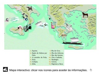 Mapa interactivo: clicar nos ícones para aceder às informações. 