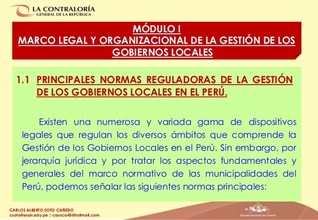 Marco Legal Y Organizacional De La Gestion De Gobiernos Locales