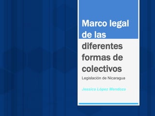 Marco legal 
de las 
diferentes 
formas de 
colectivos 
Legislación de Nicaragua 
Jessica López Mendoza 
 
