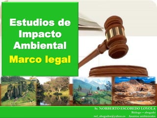 Estudios de
Impacto
Ambiental
Marco legal
Sr. NORBERTO ESCOBEDO LOYOLA
Biólogo – abogado
nel_abogados@yahoo.es Asuntos ambientales
 