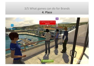3/5	
  What	
  games	
  can	
  do	
  for	
  Brands	
  	
  
                                 5.	
  PromoHon	
  
1.	
  Produ...