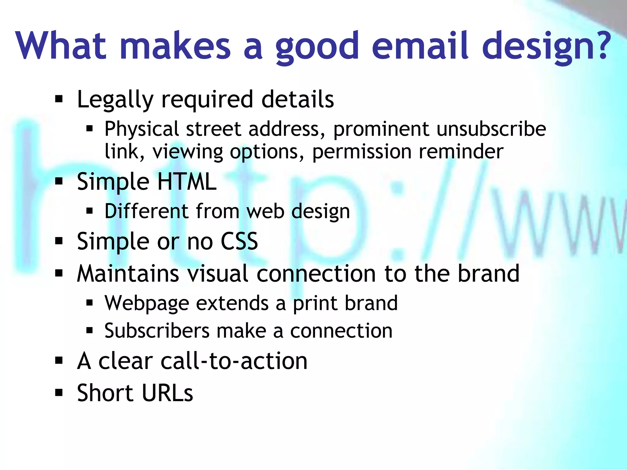 Email copy & content