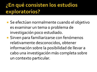 Definición del AlcanceInvestigación ExploratoriaInvestigación DescriptivaInvestigación CorrelacionalInvestigación Explicativa