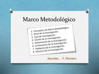 Marco Metodológico
Apuntes… F. Romero
 